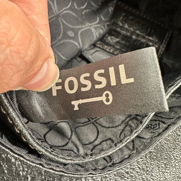 Fossil Shoulder Bag Purse Elaine Flap Black Leather Purse Y2K Vintage Retro - Picture 8 of 16